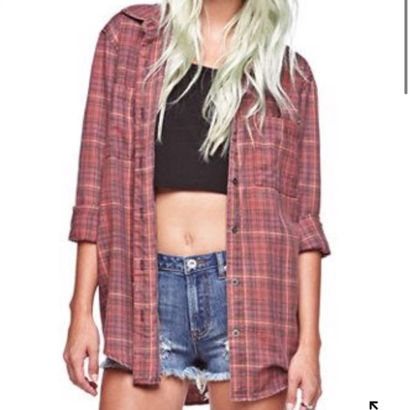 ☀️SALE☀️ Gypsy Warrior Crossed Paths Burnout Plaid Shirt Size: Small - Picture 1 of 4